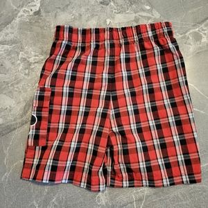 Disney Mickey Mouse Plaid Elastic Waist Shorts